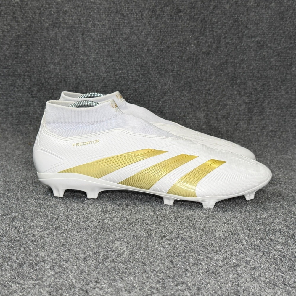 Adidas Predator League FG Soccer Cleats Men's 13.5 White Gold  Laceless Athletic